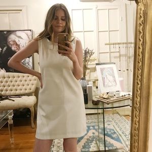 White textured shift dress